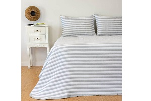 Colcha Blanca Y Gris